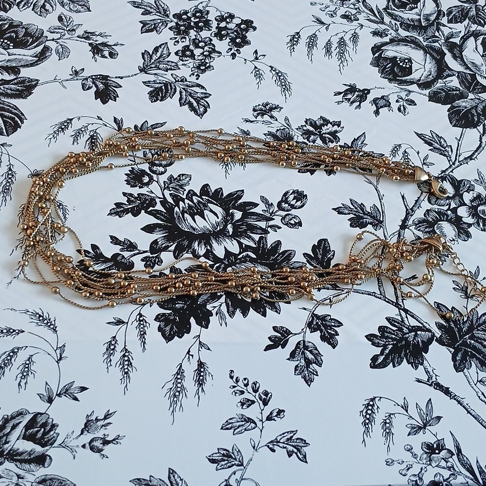 MONET Vintage Feminine Elegant Goldtone Mini Bead Multi-Strand Choker Necklace - Picture 9 of 10